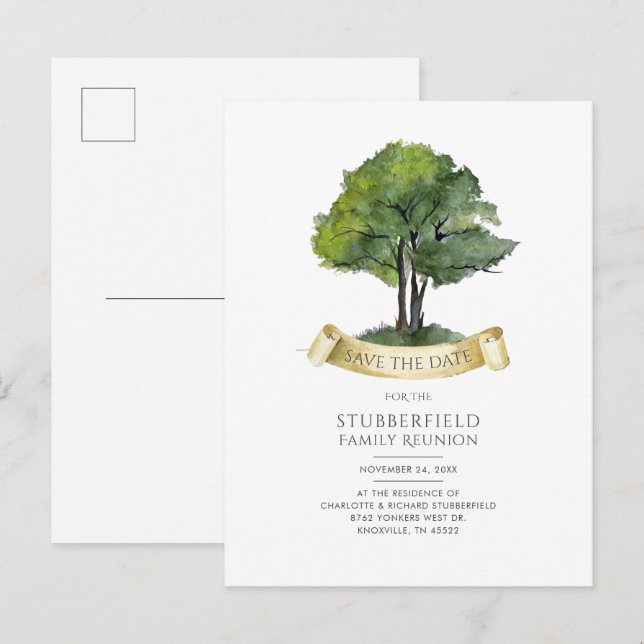 Wiedersehen Genealogische Stammbaum Jährlich Save  Ankündigungspostkarte (Vorne/Hinten)