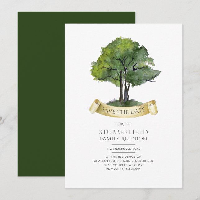 Wiedersehen Genealogische Stammbaum Wasserfarbe Save The Date (Vorne/Hinten)