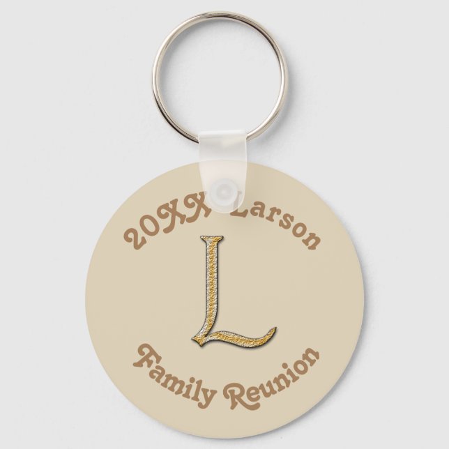 Wiedersehen Gold Letter L Monogram Keepake Schlüsselanhänger (Vorderseite)