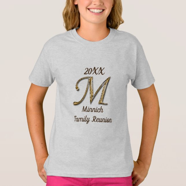 Wiedersehen Gold Letter M Monogram Keepake T-Shirt (Vorderseite)