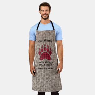 Wiedersehen Grill Rustic Burlap Checkered Bär Schürze