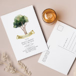 Wiedersehen Jährliche Ansammlung Ankündigungspostkarte<br><div class="desc">Mit einem Aquarellbaum ist diese niedlich minimalistische, auf der Wiedersehen Save the Date Kartenvorlage der Familie leicht anpassbare und bereit, Ihre jährlichen Ansammlungen-Details für das diesjährige Treffen hinzuzufügen. Sie können auf die Schaltfläche "Personalisieren" klicken, um die Hintergrundfarbe zu bearbeiten und so zu ändern, dass sie dem Thema für dieses Jahr...</div>