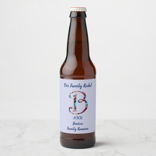 Wiedersehen-Krawatte-Farbbuchstabe B Monogramm Bierflaschenetikett (Vorderseite)