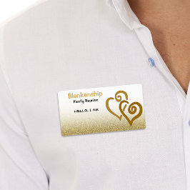 Wiedersehen Linked Hearts Gold Glitzer Name Tag