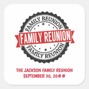 Wiedersehen-Logo der Familie schwarz Quadratischer Aufkleber