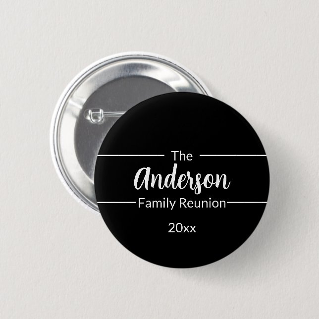 Wiedersehen mit einfachen Schwarzweiß-Jahrnamen Button (Vorne & Hinten)