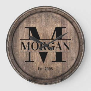 Wiedersehen Monogram für Family Name Familie Vinta Große Wanduhr