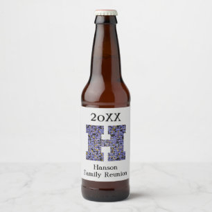 Wiedersehen Mosaikbuchstabe H Monogramm Bierflaschenetikett