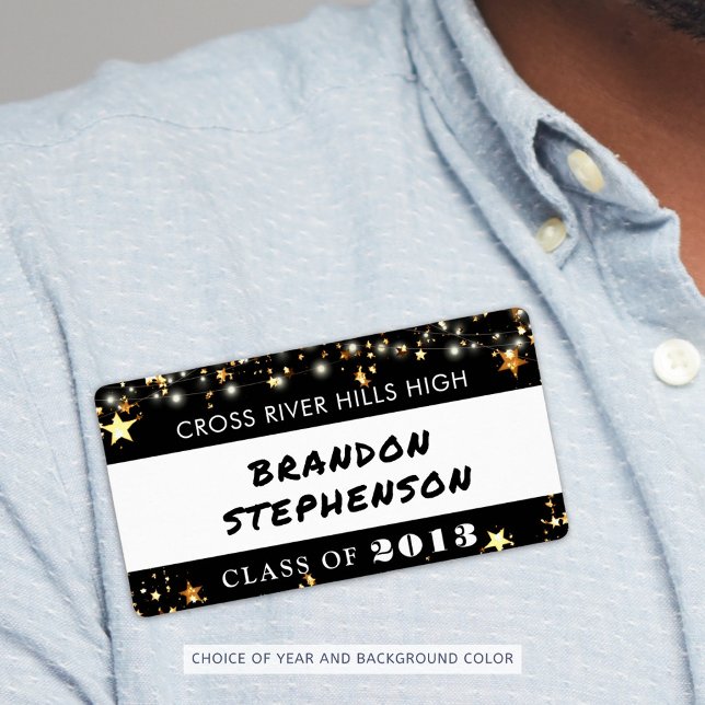 Wiedersehen Name Tag Gold Stars Benutzerdefinierte (Von Creator hochgeladen)