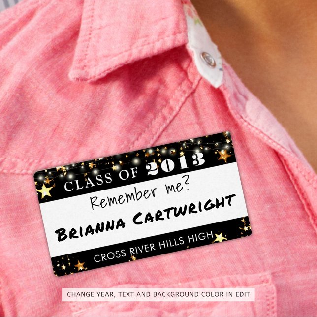 Wiedersehen Name Tag Gold Stars Benutzerdefinierte (Von Creator hochgeladen)