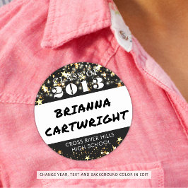 Wiedersehen Name Tag Gold Stars Benutzerdefinierte Runder Aufkleber