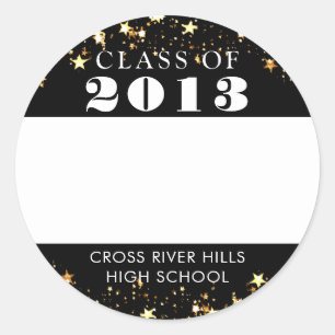 Wiedersehen Name Tag Gold Stars Benutzerdefinierte Runder Aufkleber