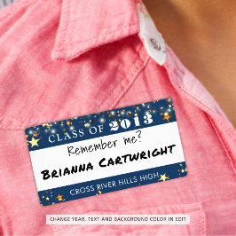 Wiedersehen Name Tag Gold Stars Blau Custom