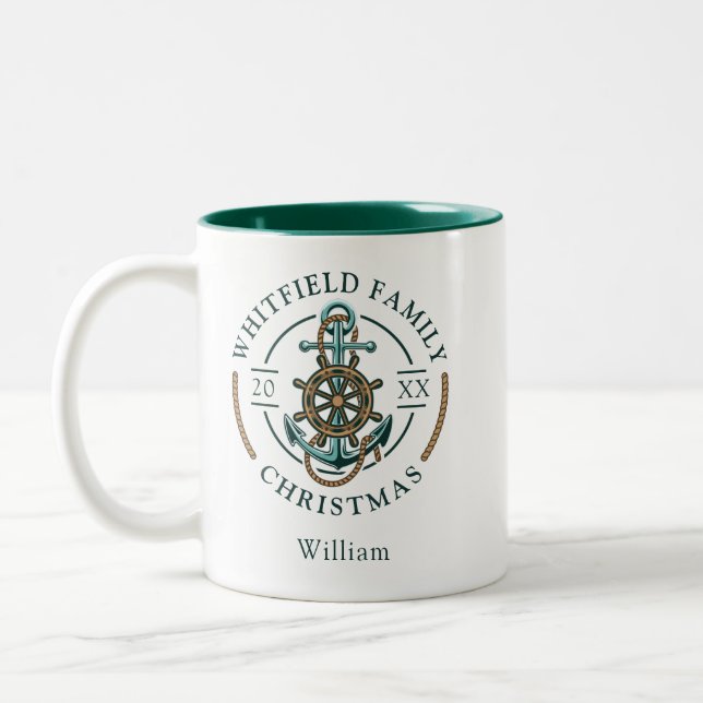 Wiedersehen Nautische Weihnachtsfeiertage Zweifarbige Tasse (Links)