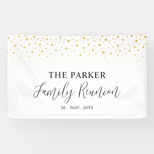 Wiedersehen-Party der Gold & Black Confetti-Famili Banner (Horizontal)