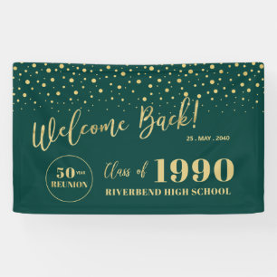 Wiedersehen-Party der Gold & Green Confetti-Klasse Banner