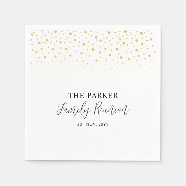 Wiedersehen-Party für die Golden & Black Chic Conf Serviette (Vorderseite)