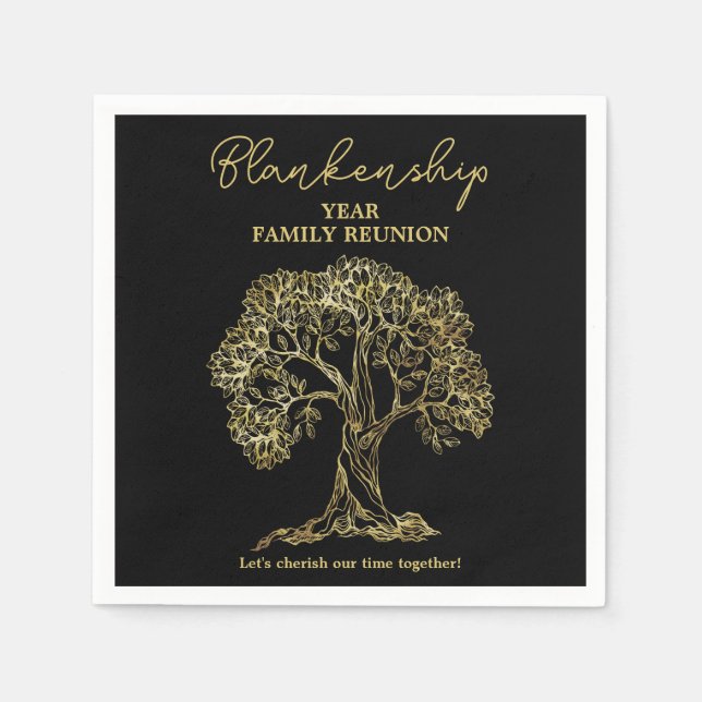 Wiedersehen-Party für die Goldene Baumfamilie Serviette (Vorderseite)