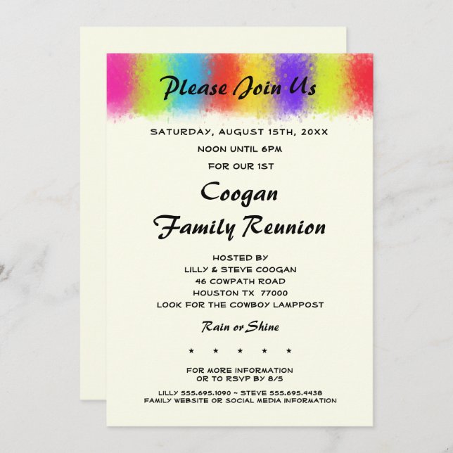 Wiedersehen, Party oder Veranstaltungseinladung am Einladung (Vorne/Hinten)