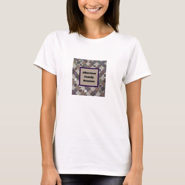 Wiedersehen Patchwork Quilt Foto Keepake T-Shirt (Vorderseite)