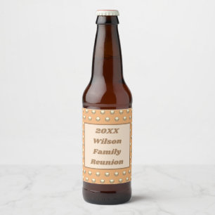 Wiedersehen Peach und Gold Polka Dot Muster Bierflaschenetikett