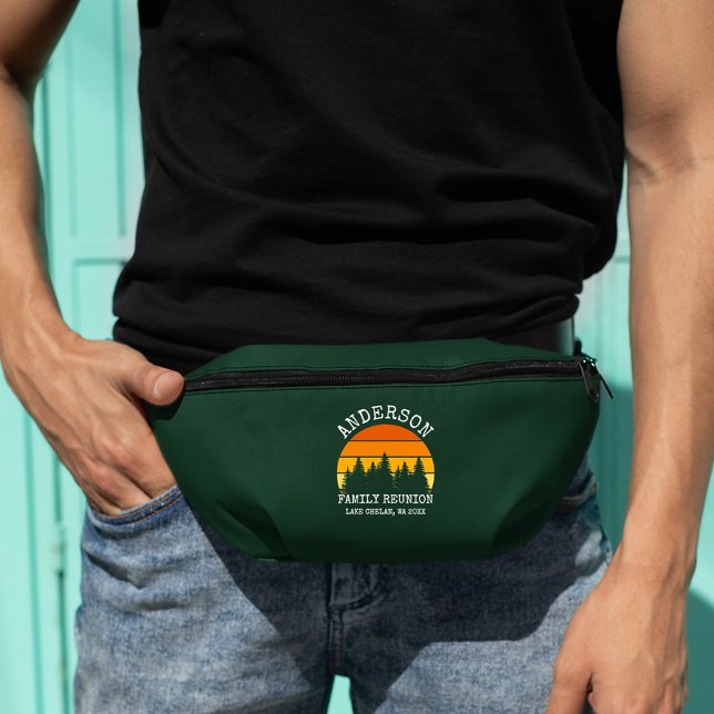 Wiedersehen Pine Trees Sunset Green Bauchtasche (Customize to change text size or text style.)