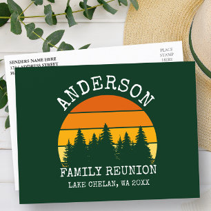 Wiedersehen Pine Trees Sunset Green Postkarte