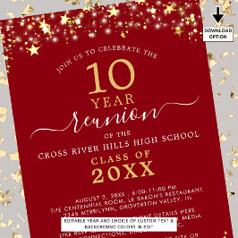 Wiedersehen Red Gold Stars leuchten jedes Jahr Einladung