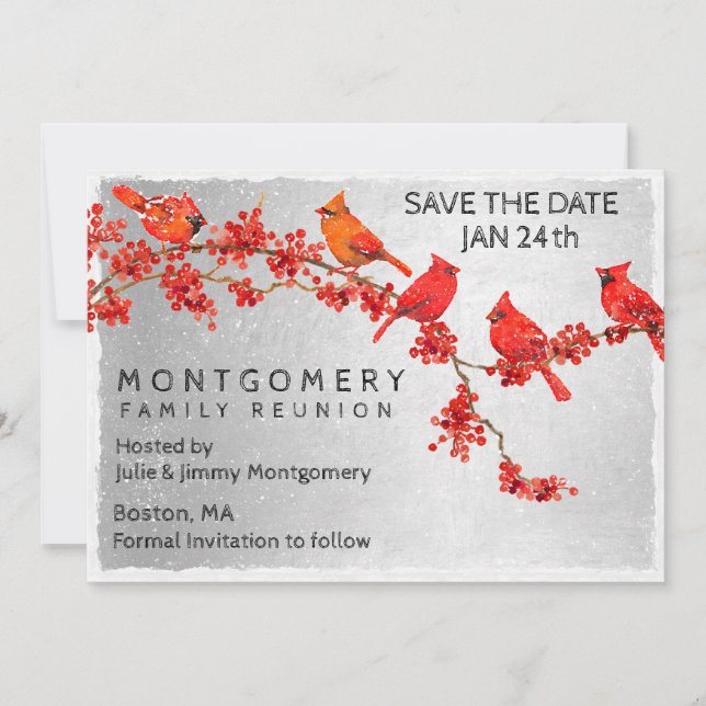 Wiedersehen Red Kardinals Silver Save the Date (Vorderseite)