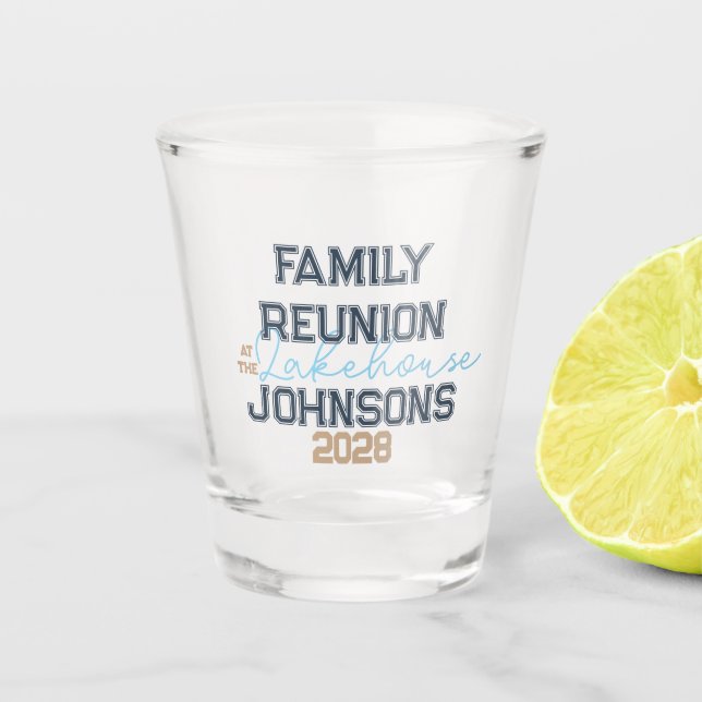 Wiedersehen-Retrotypografie Schnapsglas (Vorderseite)