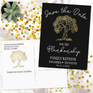 Wiedersehen Save the Date Gold Tree Artwork Ankündigungspostkarte