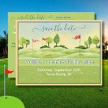Wiedersehen Save the Date Golf Club QR Code Ankündigungspostkarte<br><div class="desc">Charmante Aquarellkarte,  die die Wiedersehen der Familie mit dieser Save the Date Postkarte ankündigt. Informationen auf der Rückseite,  um Wiedersehen-Website und Website QR-Code,  wenn gewünscht. Für besondere Wünsche oder Design-Fragen senden Sie uns einfach einen Chat oder eine E-Mail an charmdesignstudio@rcn.com und wir helfen Ihnen gerne weiter.</div>