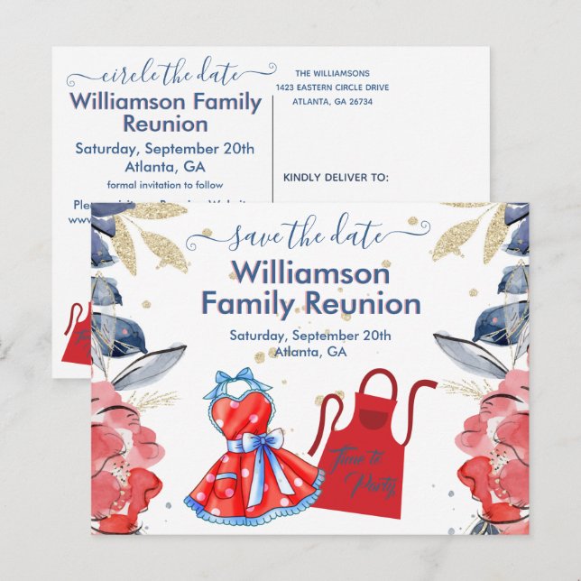 Wiedersehen Save the Date GRILLEN - Farbiger QR Co Ankündigungspostkarte (Vorne/Hinten)