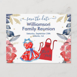 Wiedersehen Save the Date GRILLEN - Farbiger QR Co Ankündigungspostkarte