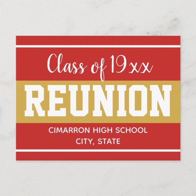 Wiedersehen Save the Date rot in der Schulklasse Ankündigungspostkarte (Vorderseite)