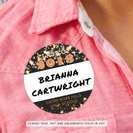 Wiedersehen Schwarze Orangenstars-Namensmarken Runder Aufkleber