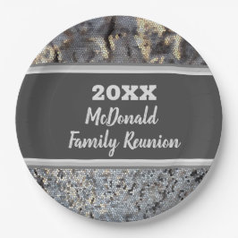 Wiedersehen Snakeskin Pattern Grau Schwarz Mosaik Pappteller