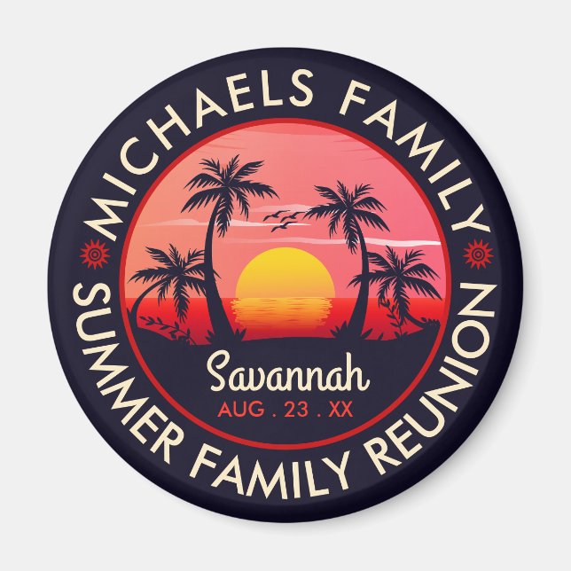 Wiedersehen Summer Sunset Beach Palm Tree Magnet (Vorne)