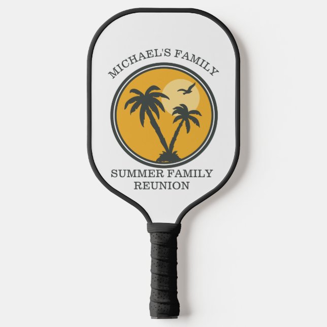 Wiedersehen Summer Sunset Beach Palm Tree Pickleball Schläger (Vorderseite)