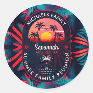 Wiedersehen Summer Sunset Beach Palm Tree Runder Aufkleber