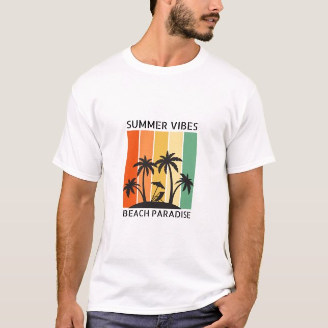 Wiedersehen Summer Sunset Beach Palm Tree T-Shirt (Vorderseite)