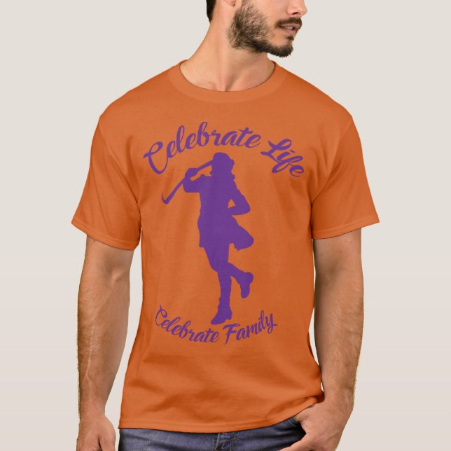 Wiedersehen T - Shirt Orange mit Lila Silhouette (Vorderseite)