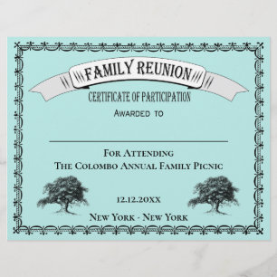 Wiedersehen-Teilnahmebescheinigung für die der Fam