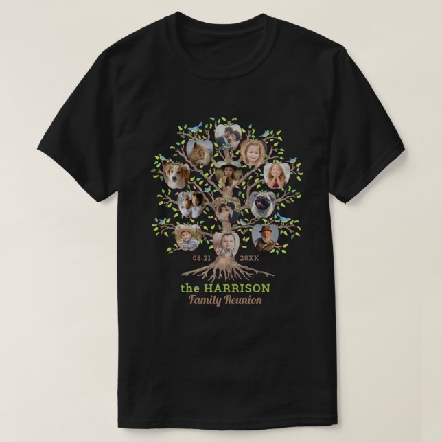 Wiedersehen Tree Foto Collage Custom 12 Pic Dk T-Shirt (Design vorne)