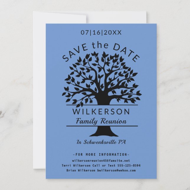 Wiedersehen Tree French Blue Save the Date Card (Vorderseite)
