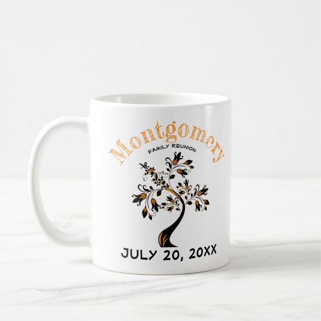 Wiedersehen Trendy Orange Black Tree Artwork Kaffeetasse (Links)