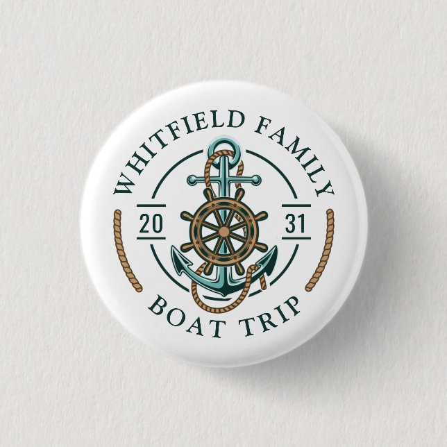 Wiedersehen Urlaub auf Nautical Boat Trip Family Button (Vorderseite)