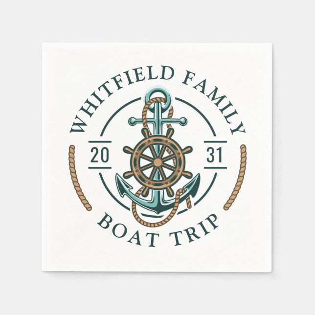 Wiedersehen Urlaub auf Nautical Boat Trip Family Serviette (Vorderseite)