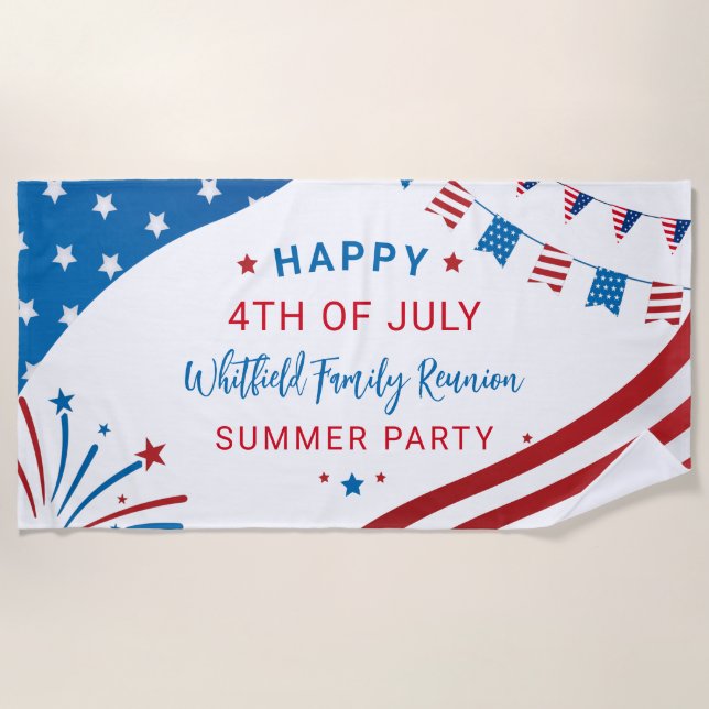 Wiedersehen USA Flag Summer Party Custom Swag Strandtuch (Vorderseite)