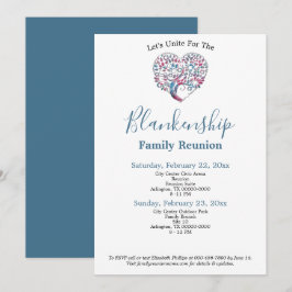 Wiedersehen-Vorlage für farbenfrohe Herzform-Baums Einladung